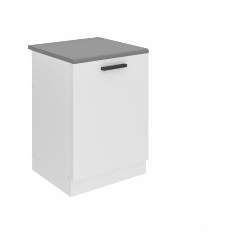 Belini Unterschrank Küche, Spülenunterschrank 60 cm Breite. SDZ Küchenunterschrank mit Arbeitsplatte. Spülenschrank mit 1 Tür, Weiß matt