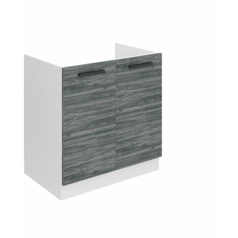 Belini Unterschrank Küche, Spülenunterschrank 80 cm Breite. SDZ Küchenunterschrank ohne Arbeitsplatte. Spülenschrank mit 2 Türen, Glamour Wood