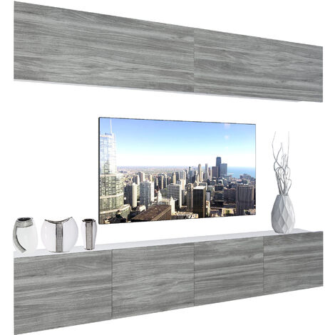 BELINI Wohnwand Vollausstattung Wohnzimmer-Set Moderne Schrankwand mit LED-Beleuchtung Anbauwand TV-Schrank Glamour Holz