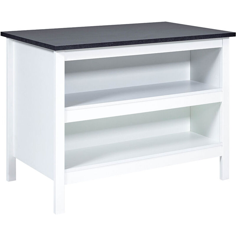 Ebuy24 - Belisa buffet Îlot de cuisine, 2 étagères blanc, gris.