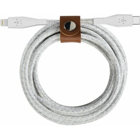 belkin BOOST ↑ CHARGE™ USB-C™-Kabel mit Lightning-Anschluss + Riemen (hergestellt mit DuraTek™), F8J243, F8J260, 1,2 m weiß (F8J243BT04-WHT)