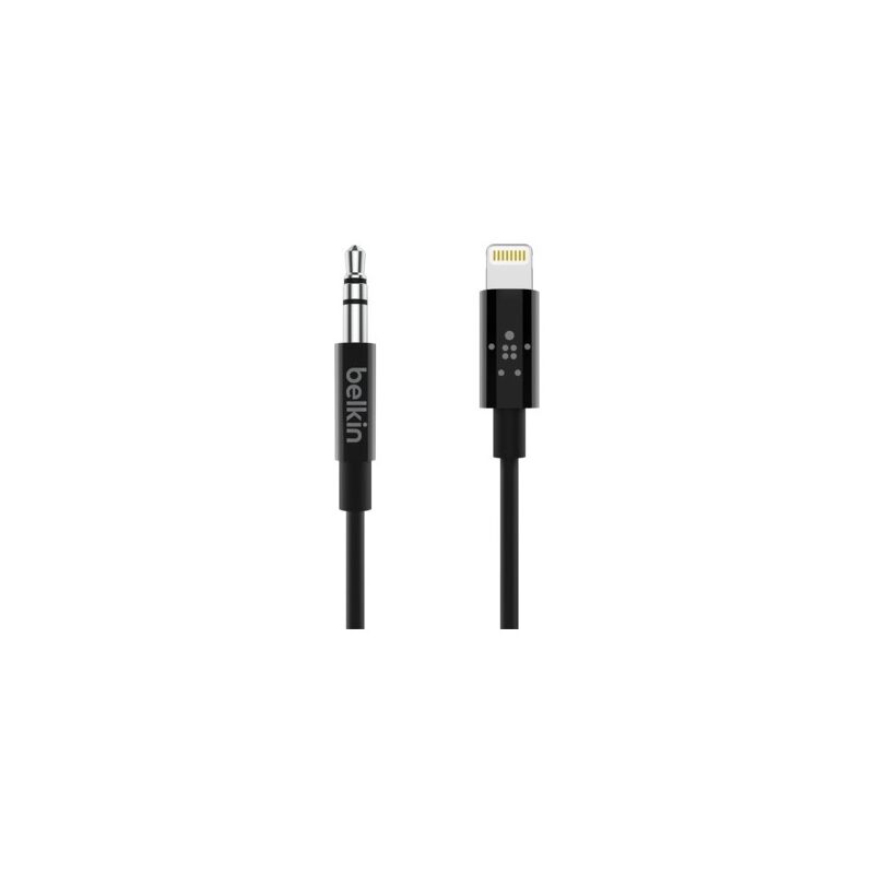 

Cable de Audio de 3,5 mm con Conector Lightning (Cable de Lightning a Auxiliar para iPhone, certificación MFi, 0,9 Metros) Negro - Belkin