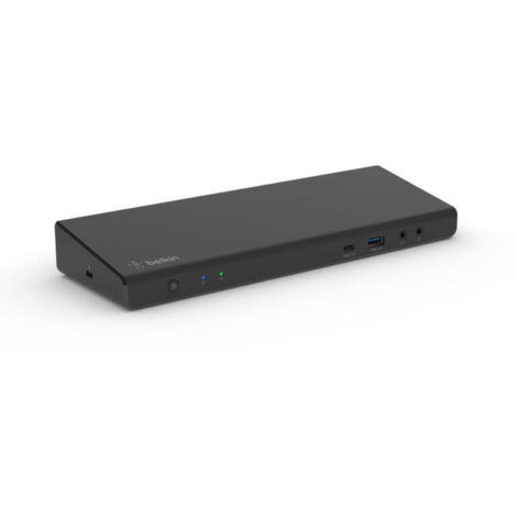 Belkin estación de acoplamiento, USB hub y concentrador DisplayLink para tres pantallas con 3 puertos HDMI, 2 DisplayPort, 1 de 3,5 mm para micrófono/altavoz, 5 USB-A y 1 Gigabit Ethernet, 85 W (PD)