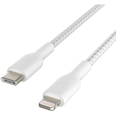 Belkin Lightning/USB-C Kabel 2m ummantelt, mfi zert., weiß