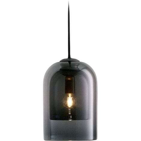 Bell – schwarze Hängelampe mit grauem Glas