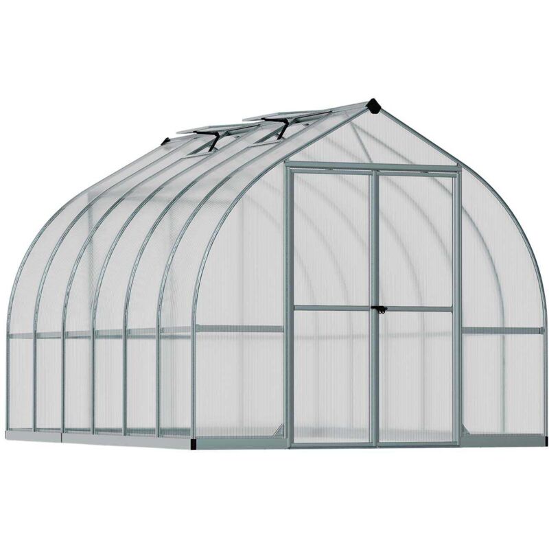 Palram - Serre de jardin en aluminium argent et polycarbonate Bella 9m²