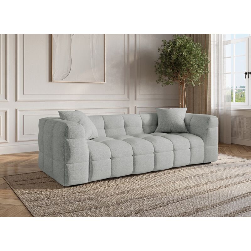 Deco In Paris - bella - Canapé 3 places en tissu gris bella