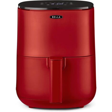 BELLA Friggitrice ad Aria Digitale da 3 L, Multifunzione 5-in-1 con Griglia e Cestello Antiaderenti Rimovibili e Lavabili in Lavastoviglie, 1400 Watt, Rosso Opaco
