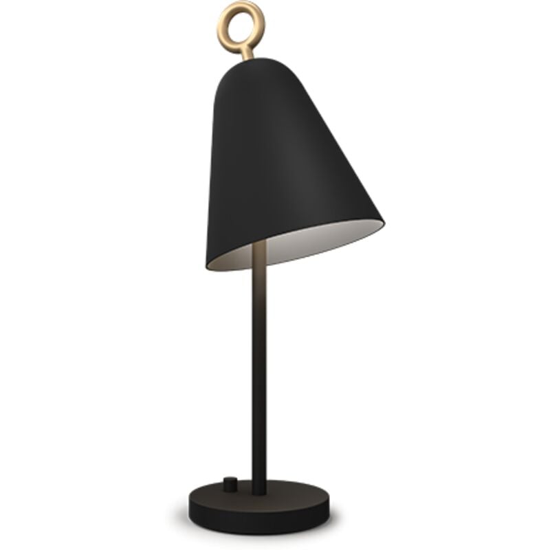 Image of Bella Lampada da lavoro da scrivania nera piatta, dimmer su piede lampada 1x E14