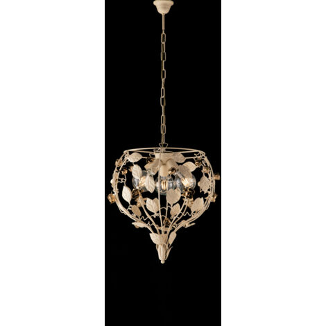 Bella Lampadario in ferro laccato avorio decape 3 luci 113 Ø49 BL196-3-AV