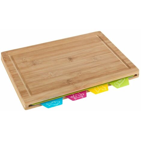 BELLA Set planche à découper, 4 plans de travail pour poisson/viande/boeuf, légumes, Wenko