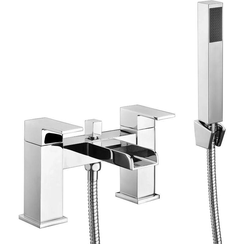 Belle Square Waterfall Style Bath Shower Mixer Chrome Mixer Tap Solid Brass