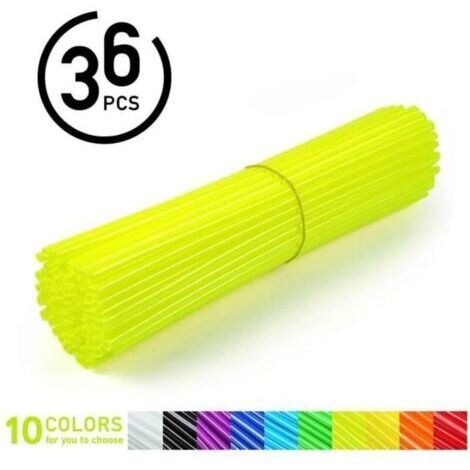 BELLE TECH 36Pcs Protège Rayons Roues Motocross Jantes Peaux Off Kit De Protection Enveloppe De Moto -Jaune Clair