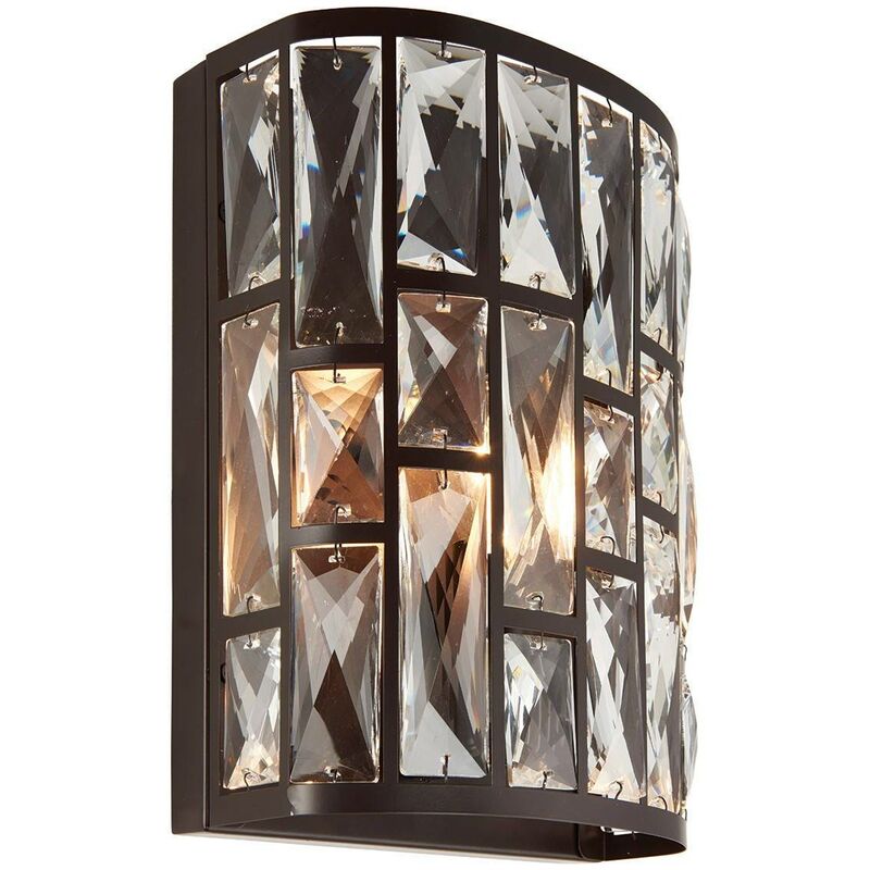 Endon Lighting - Endon - 1 Light Indoor Wall Light Dark Bronze with Crystal, E14