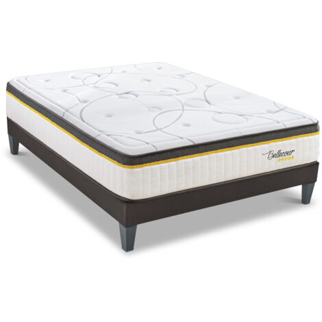 BELLECOUR LITERIE  Ensemble BELLECOUR 3.0 160x200 cm  Matelas Ressorts ensachés + Sommier Bois