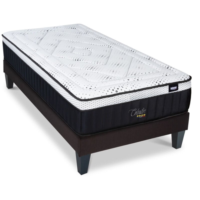 BELLECOUR LITERIE Ensemble CELESTIN 2.0 90x190 cm Matelas Mémoire de forme + Sommier Bois