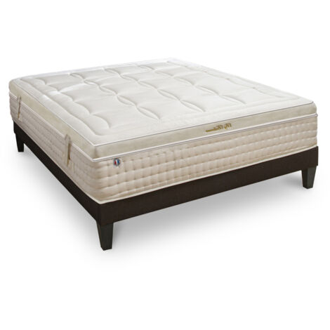 BELLECOUR LITERIE  Ensemble EMPEREUR 140x190 cm  Matelas Mémoire de forme + Sommier Bois