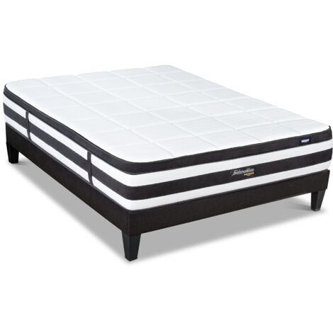 BELLECOUR LITERIE  Ensemble FONTAINEBLEAU 160x200 cm  Matelas Ressorts ensachés + Sommier Bois
