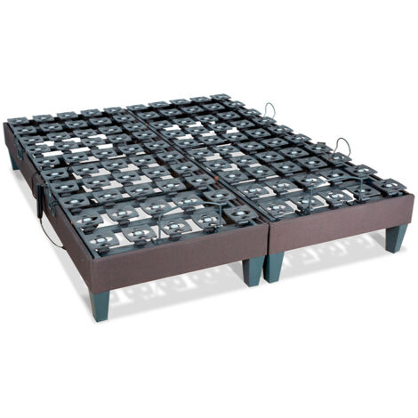 BELLECOUR LITERIE Jeu de 2 sommiers électriques MONDOR 160x200 cm Plots - Gris