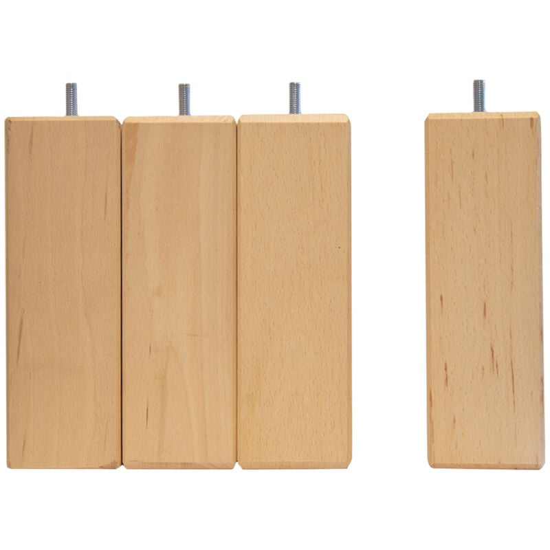 Literie Jeu de pieds de lit carrés en bois Hauteur 15 cm (lot de 4) - Bellecour