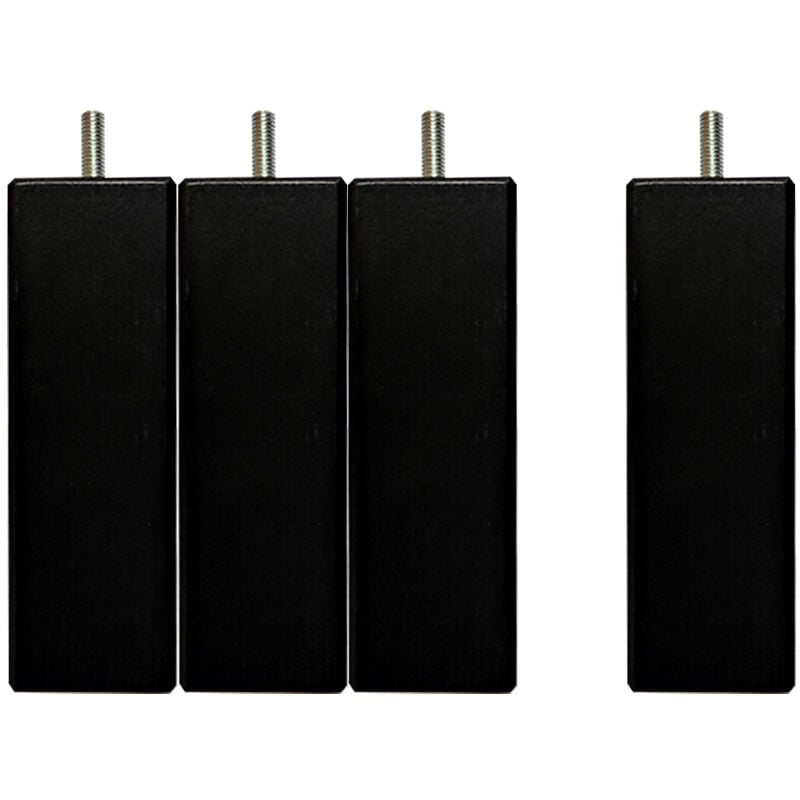 Literie Jeu de pieds de lit carrés en bois Noirs Hauteur 10 cm (lot de 4) - Bellecour