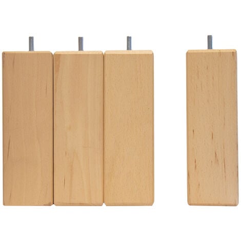 BELLECOUR LITERIE  Jeu de pieds de lit carrés en bois Hauteur 20 cm (lot de 4)