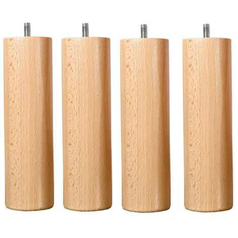 BELLECOUR LITERIE  Jeu de pieds de lit cylindriques en bois Hauteur 25 cm (lot de 4)