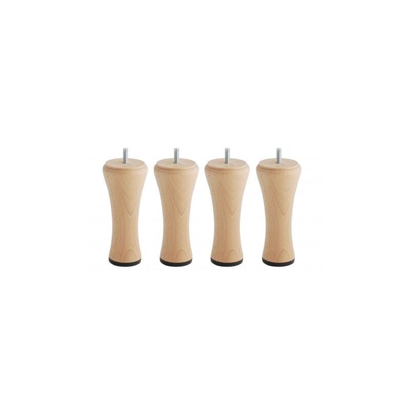 Literie Jeu de pieds de lit diabolo en bois vernis Hauteur 20 cm (lot de 4) - Bellecour