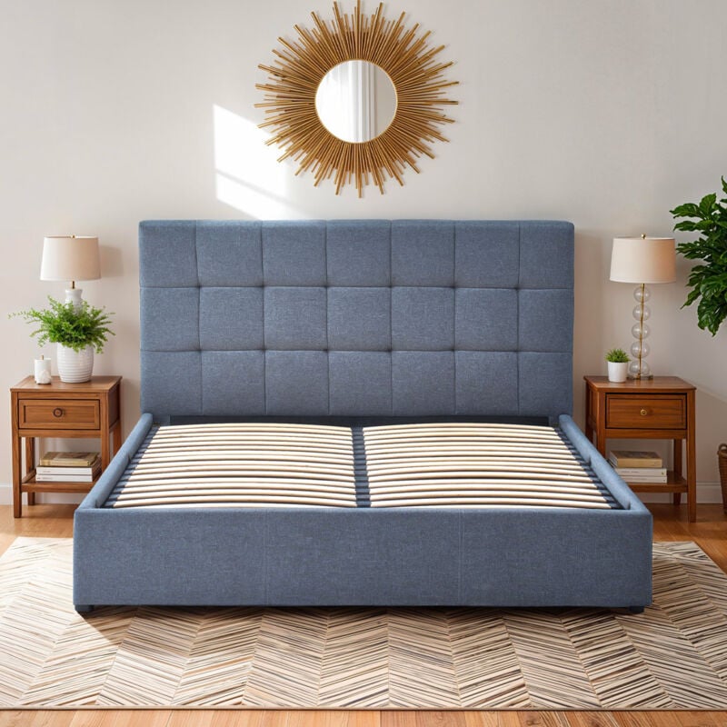 Bellecour - literie Lit coffre vincennes 140x190 cm coloris gris