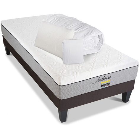 BELLECOUR LITERIE  Pack anti punaise AMBOISE 90x190 cm  Matelas + Sommier + Accessoires
