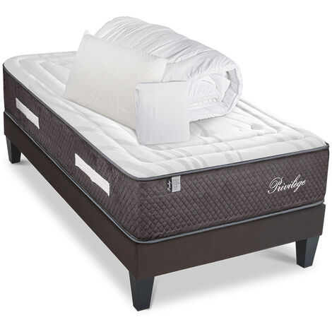 BELLECOUR LITERIE  Pack anti punaise PRIVILEGE 90x200 cm  Matelas + Sommier + Accessoires