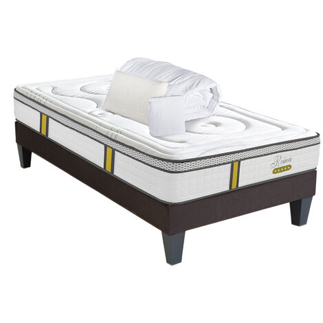 BELLECOUR LITERIE  Pack anti punaise REINA 2.0 90x190 cm  Matelas + Sommier + Accessoires