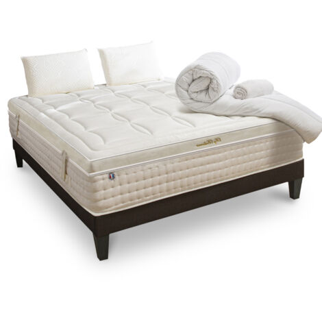 BELLECOUR LITERIE Pack Prêt à dormir EMPEREUR 140x190 cm Matelas Mémoire de forme + Sommier + Accessoires