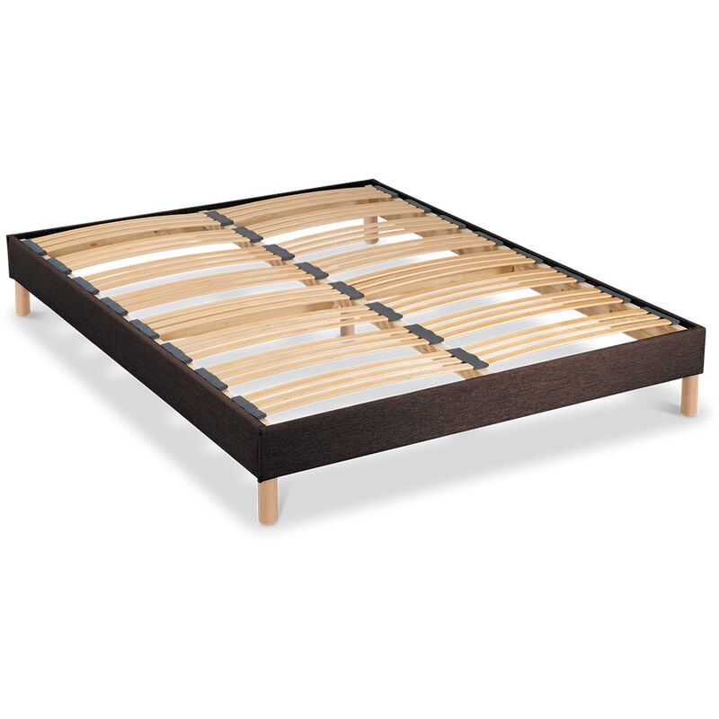 Bellecour - literie Sommier à lattes en bois lumiere 160x200 cm Coloris Marron Livré en kit