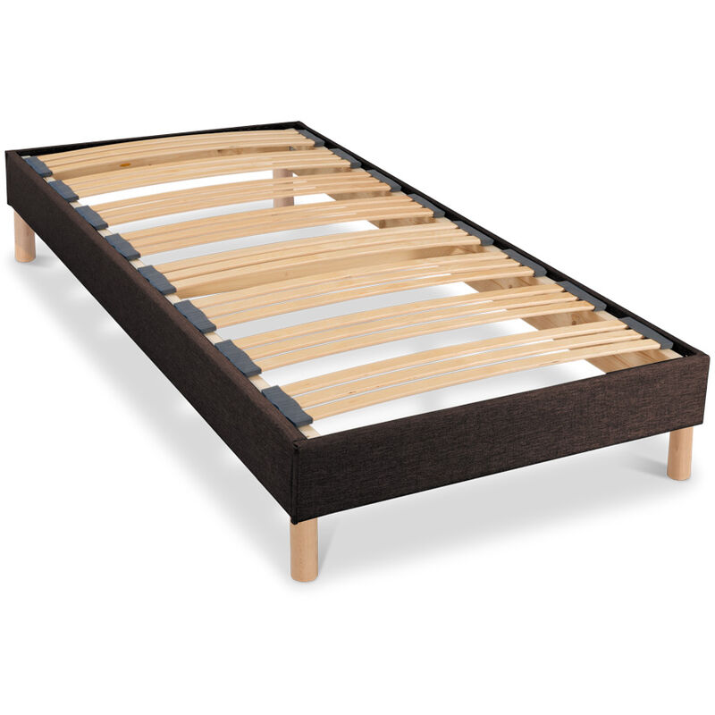 Bellecour - literie Sommier à lattes en bois lumiere 90x190 cm Coloris Marron Livré en kit