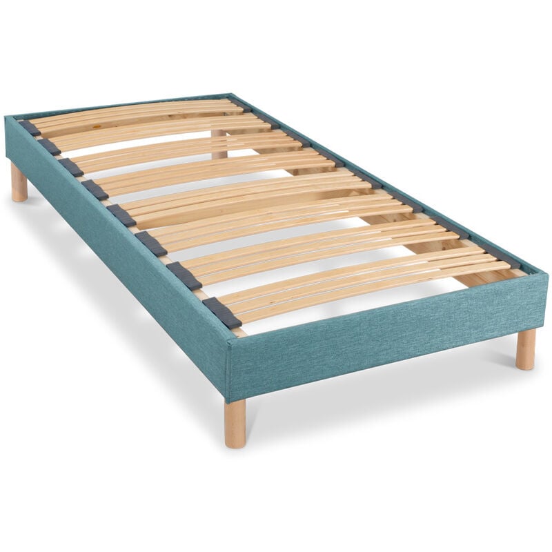 Bellecour - literie Sommier à lattes en bois lumiere 90x190 cm Coloris Vert d'eau Livré en kit