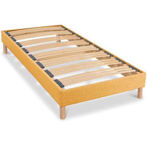 BELLECOUR LITERIE Sommier à lattes en bois LUMIERE 90x190 cm Coloris Jaune Livré en kit