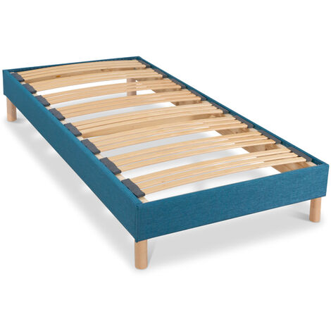 BELLECOUR LITERIE  Sommier à lattes en bois LUMIERE 90x200 cm  Coloris Turquoise  Livré en kit