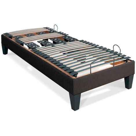 BELLECOUR LITERIE | Sommier électrique ROCHEREAU 70x190 cm | Lattes & Plots - Gris