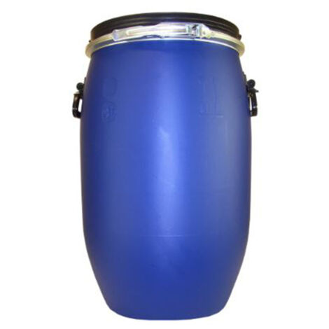 Belli – Fût alimentaire 60 litres bleu avec couvercle – Cerclage métallique – Poignées ergonomiques – Hauteur 66 cm – Diamètre 40 cm
