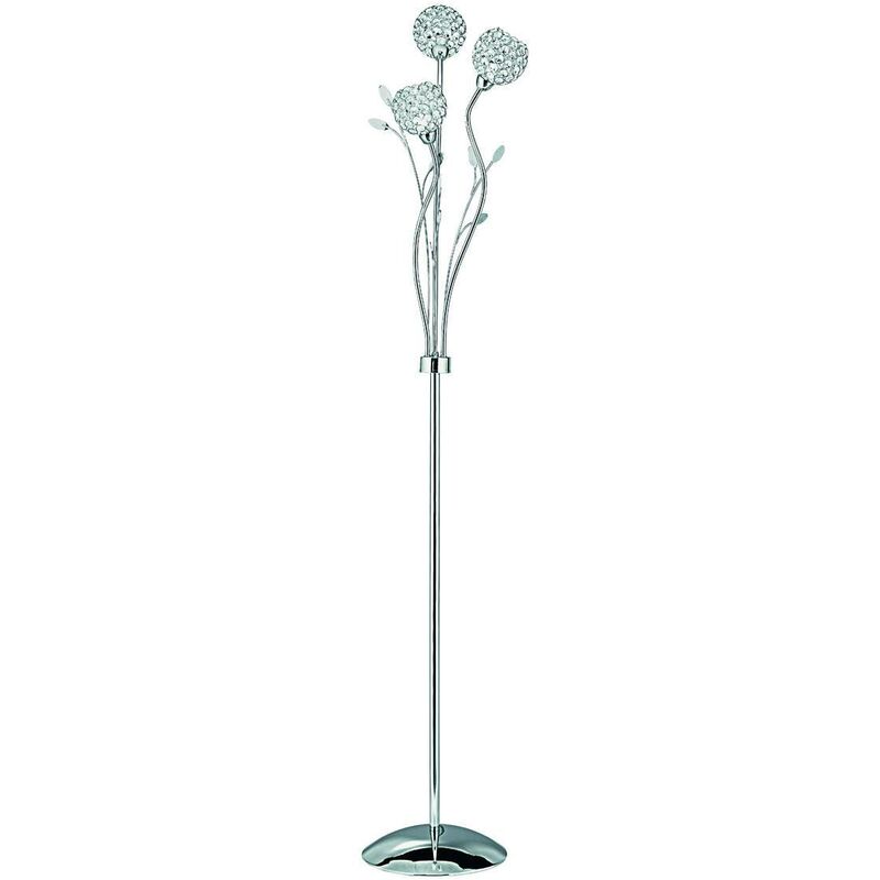 Bellis - 3 Light Floor Lamp Flower Design Chrome and Glass, G9 - Searchlight