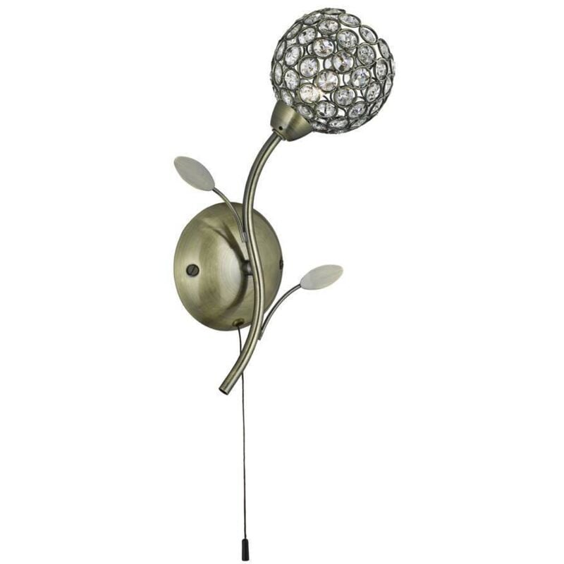 Bellis - Applique da parete in vetro con design floreale a 1 luce per interni Ottone antico nero, G9 - Searchlight