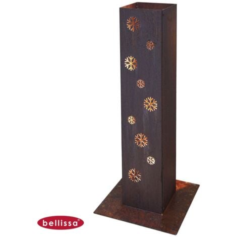 Bellissa® Corten Feuersäule 70cm Lichtsäule Windlicht Säule Garten Terrasse Deko - Schneeflocke