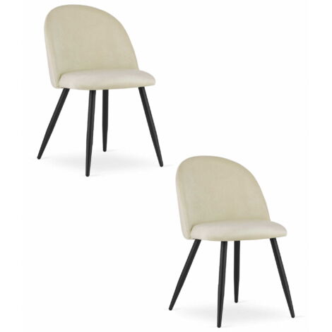BELLO Stuhl – beiger Samt / schwarze Beine x 2