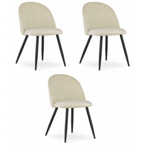 BELLO Stuhl – beiger Samt / schwarze Beine x 3