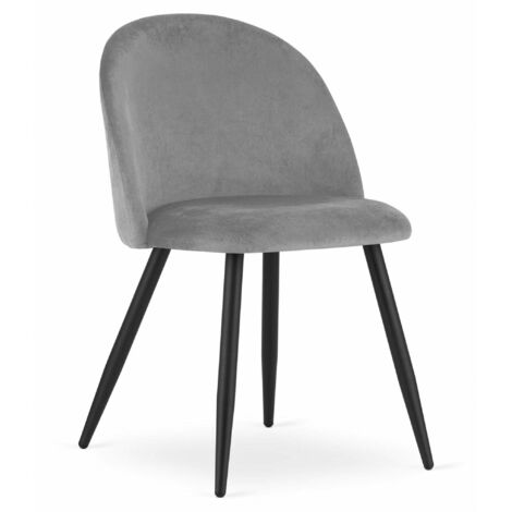 BELLO Stuhl – hellgrauer Samt / schwarze Beine x 1