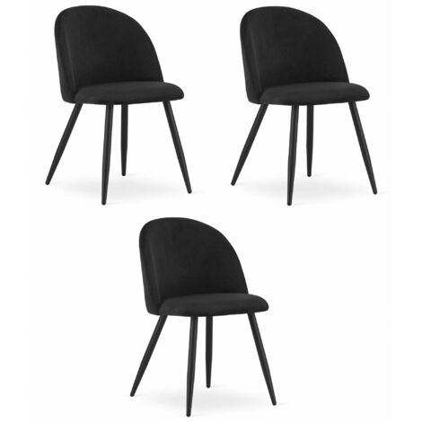 BELLO Stuhl – schwarzer Samt / schwarze Beine x 3