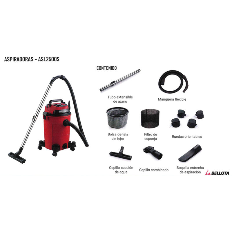 Bellota - ASL2500SE Aspirateur 2000 w 25 l Solide/Liquide
