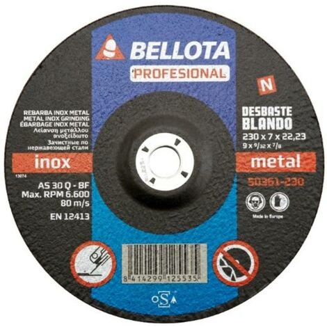 bellota disco 50361-115x22.2x7.0 mm desbaste inox metal-blando