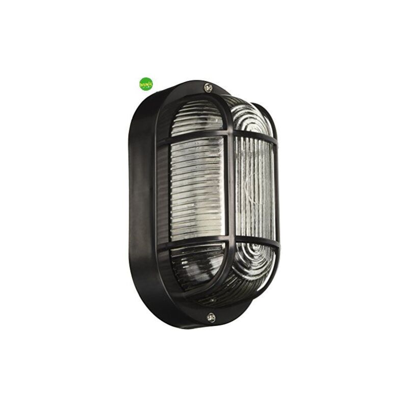 Image of Applique - plafoniera da esterno ovale con grigilia greenlight efesto ip44 e27 nera